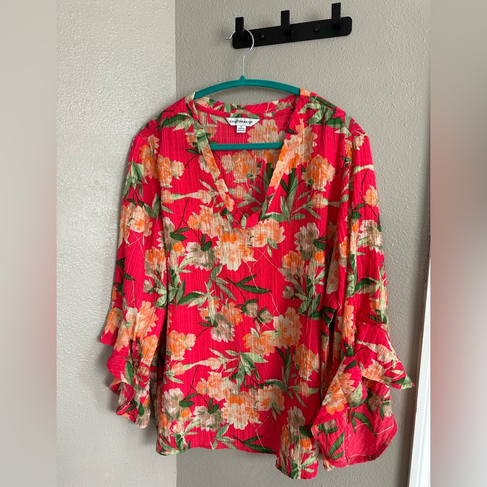 Counterparts Red Floral Blouse